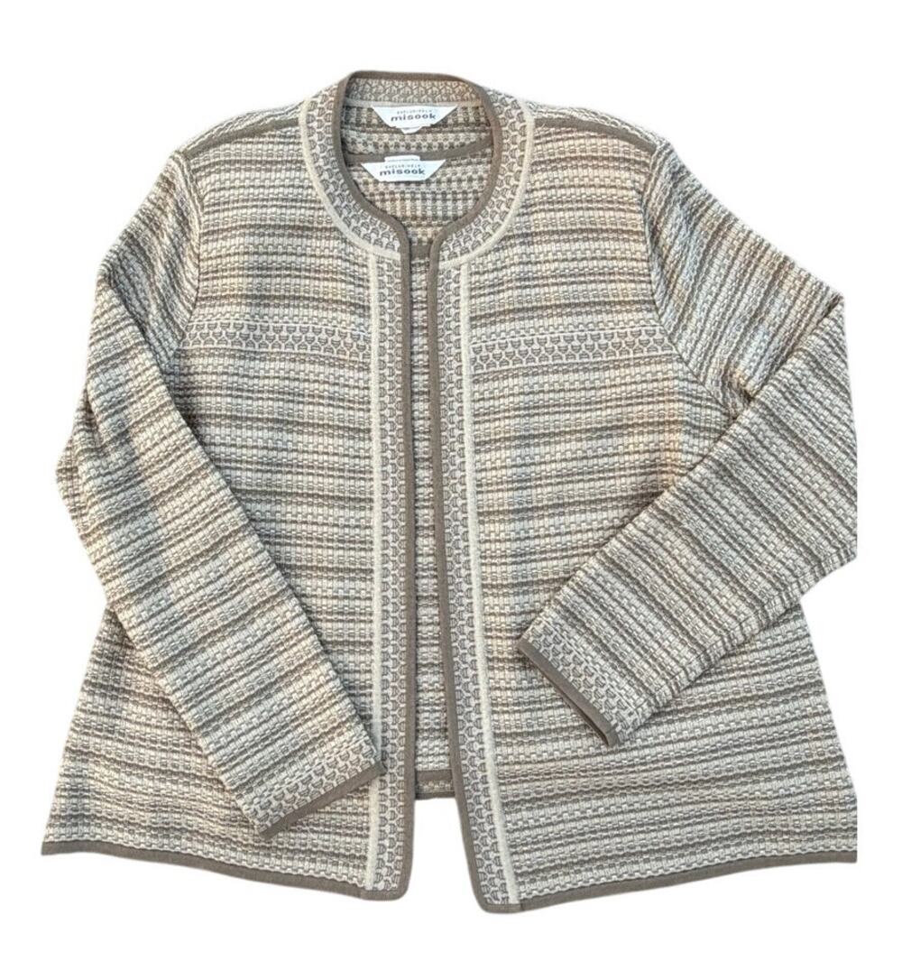 Exclusively Misook Shell and Cardigan Set - Gold - Size XL